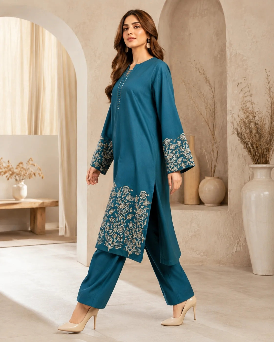 Minimalist Embroidered Fusion Twin-Set