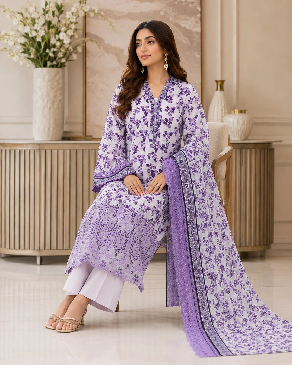 Royal Pastel Embroidered Dress