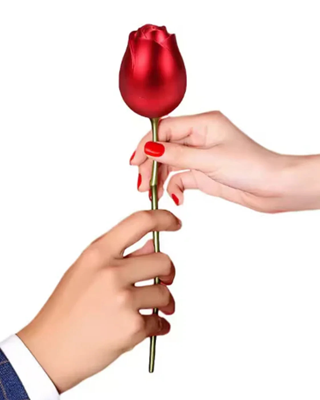 Red Rose Flower Ring Box Metal