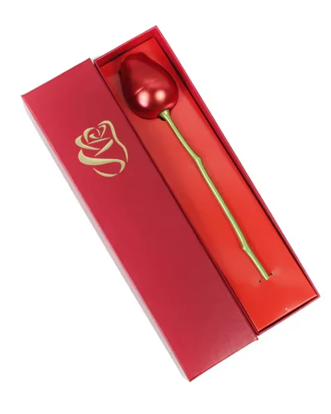 Red Rose Flower Ring Box Metal