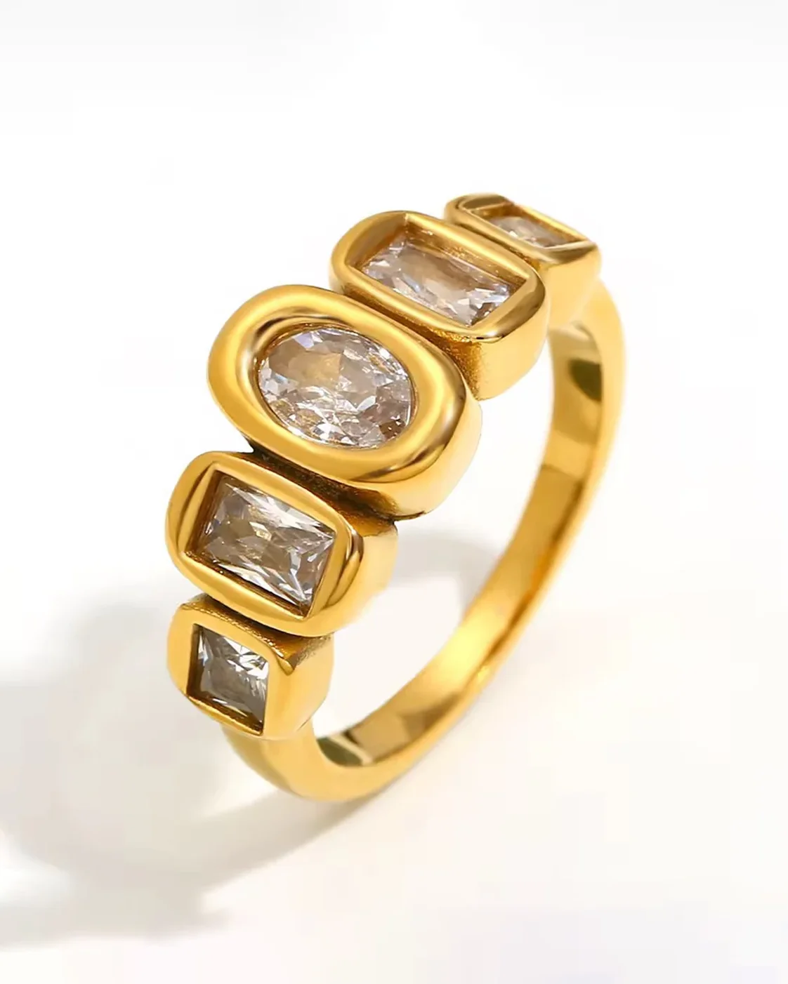 Celestial Starburst Dainty Crystal Ring