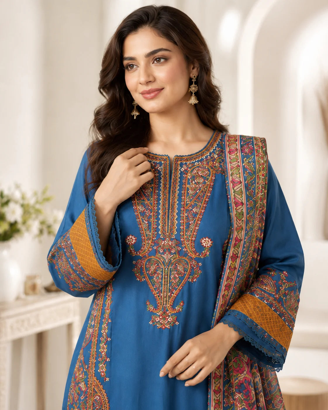 Designer Silhouette Soft Embroidered