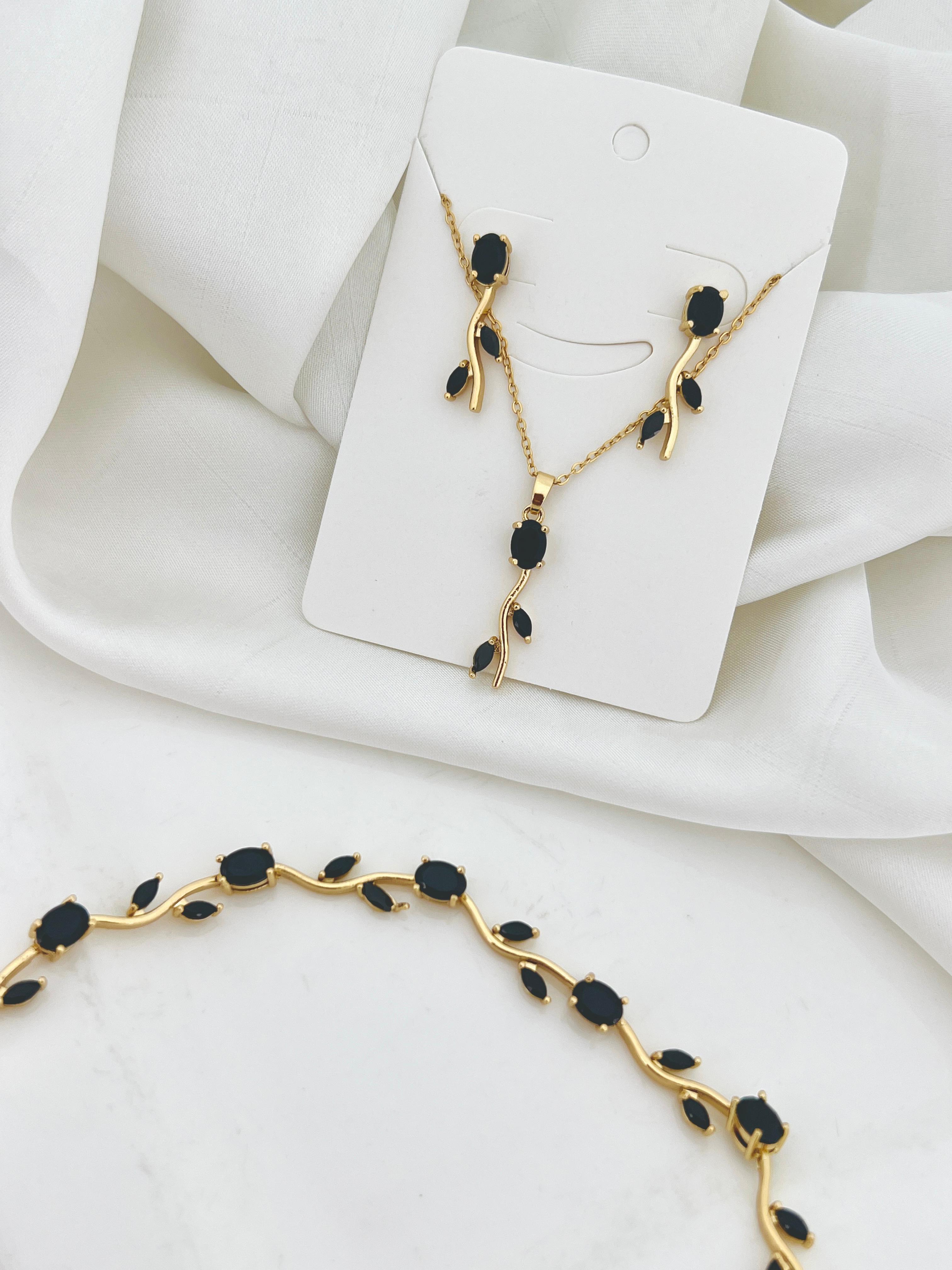 Dainty Golden Tulip Bud Necklace & Earrings Gift Set