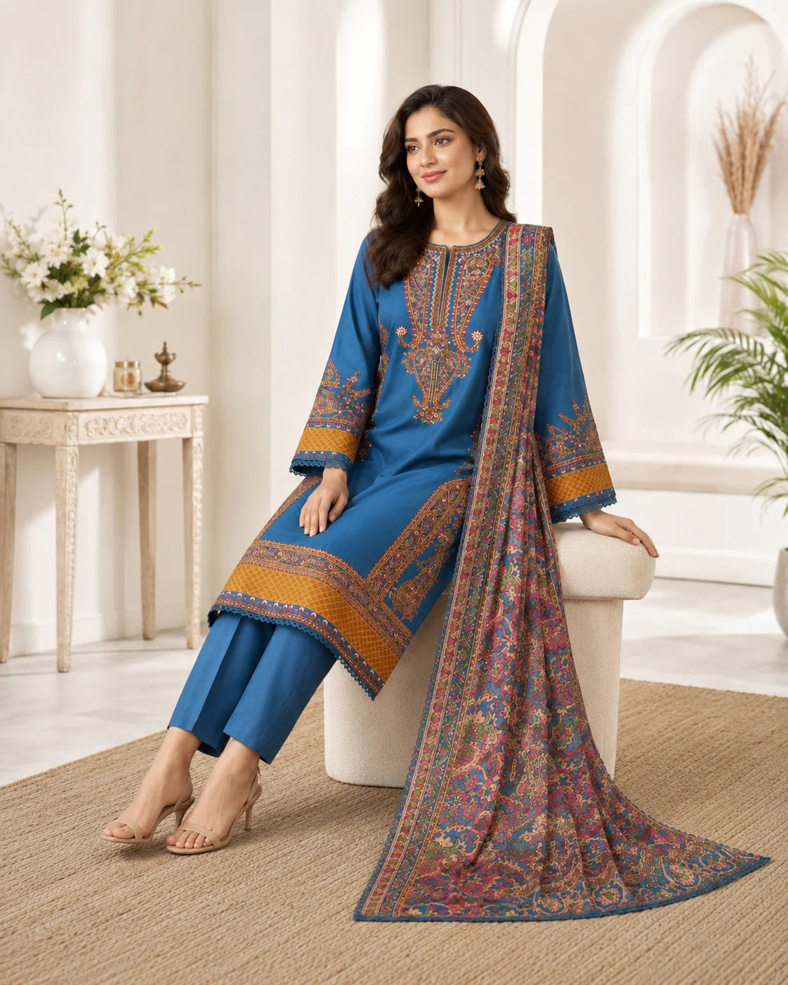 Designer Silhouette Soft Embroidered