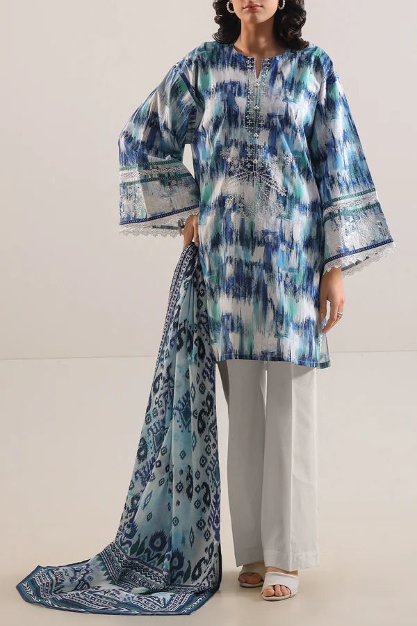Embroidered Luxury Lawn - Ocean Breeze (3-Piece)