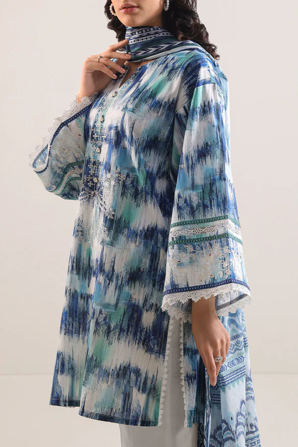 Embroidered Luxury Lawn - Ocean Breeze (3-Piece)