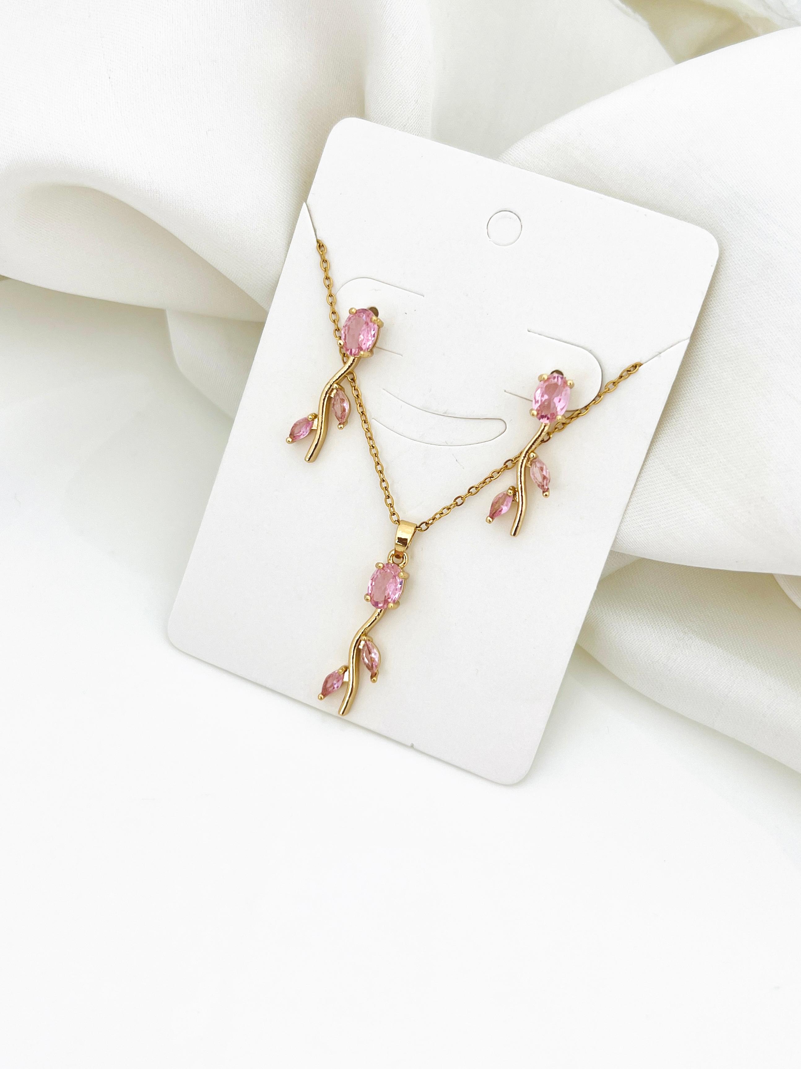 Enchanted Pink Sprout Artisan Jewelry Set
