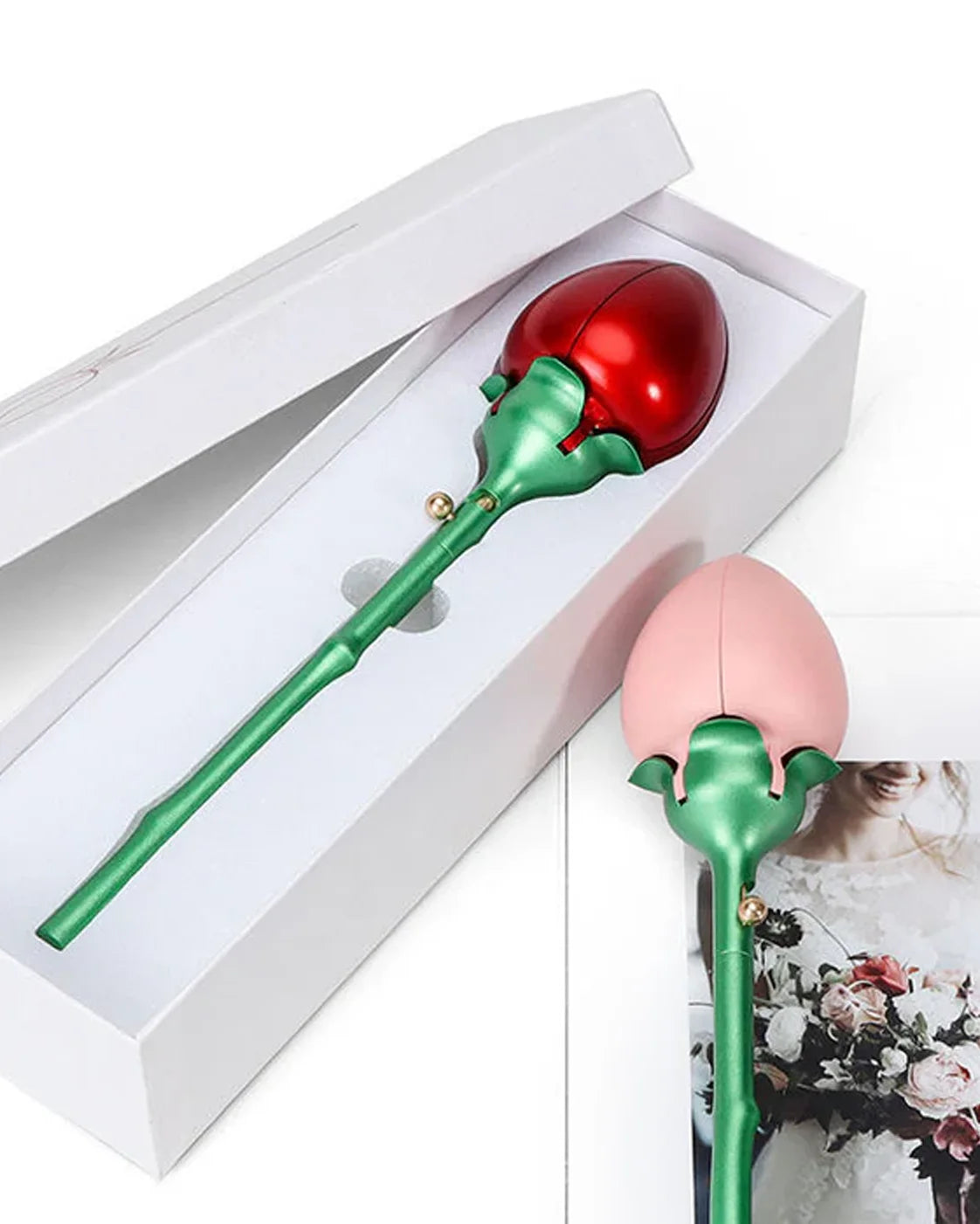 Valentine's Day Gift Eco-Friendly Modern Luxury Red and Pink Openable Plastic Single Rose Box
