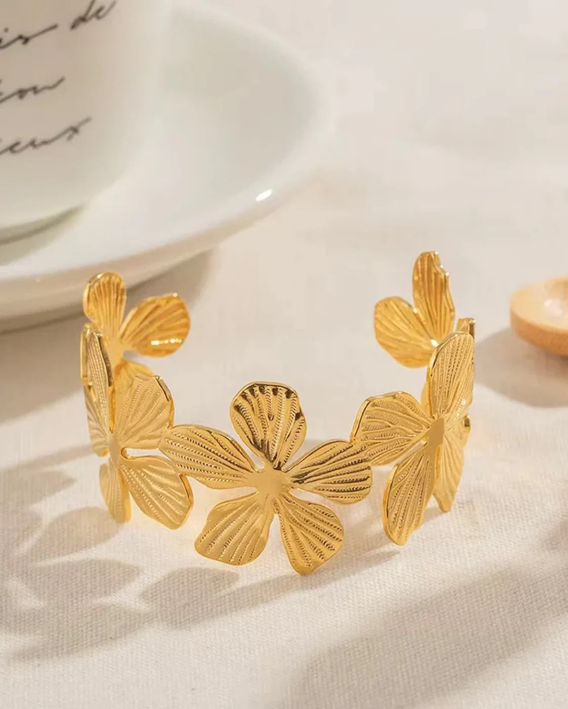 Celestial Starburst Engraved Gold Handcuff