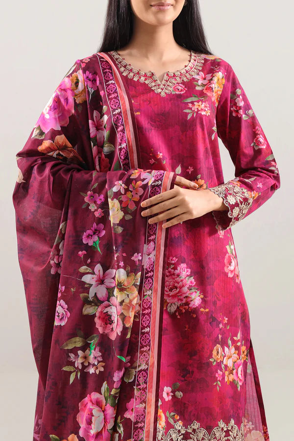 Exquisite Printed Lawn - Aqua Marine (3-Piece)