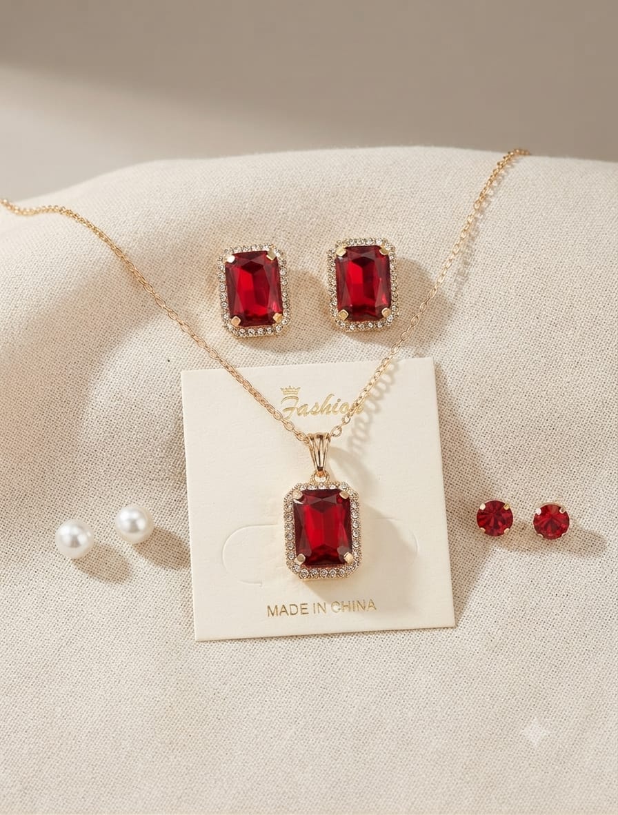 Elegant Mint Stone Necklace & Earrings Set