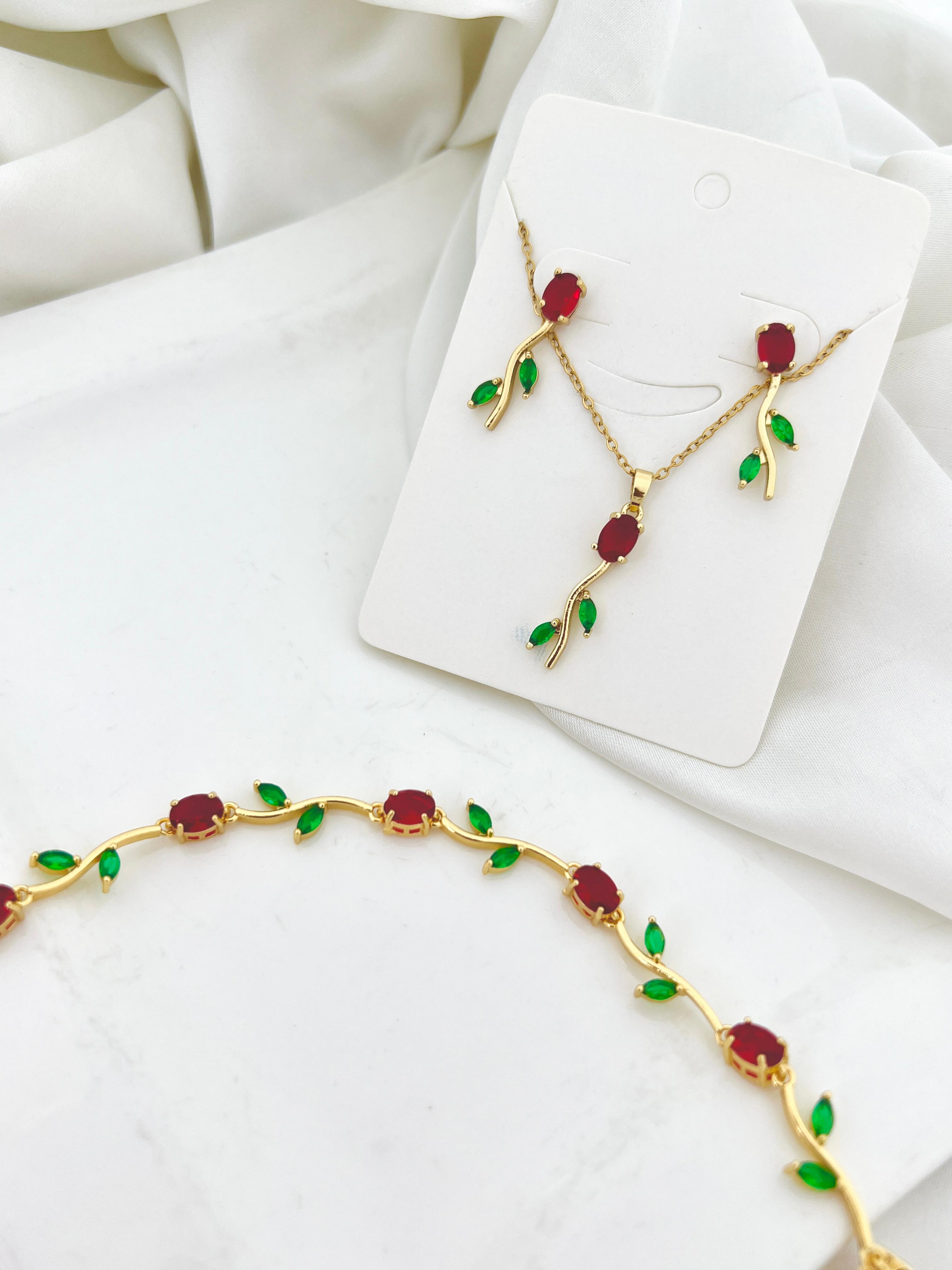 Petite Amethyst Tulip Pendant & Earring Set