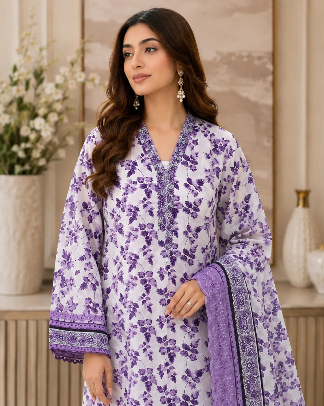 Royal Pastel Embroidered Dress