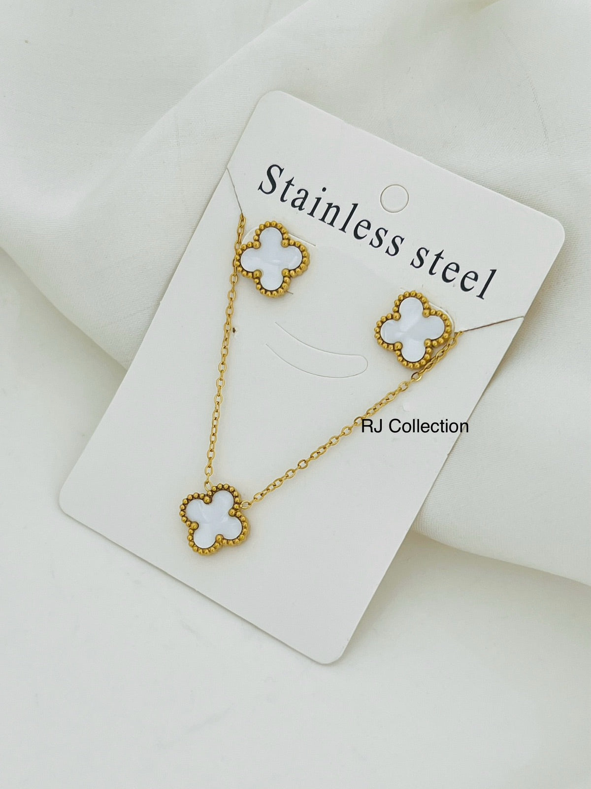 Luxury 18K Gold Plated Onyx Clover Set