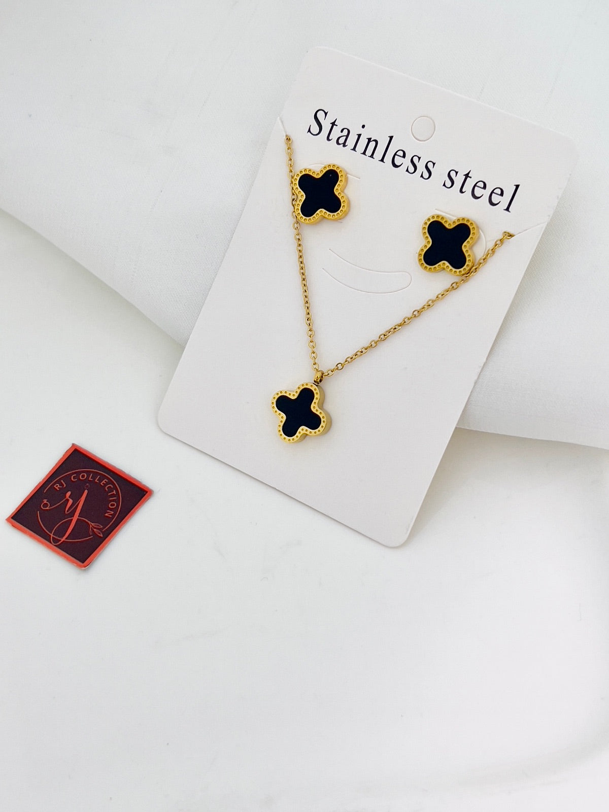 Premium Stainless Steel Clover Necklace & Earrings Set