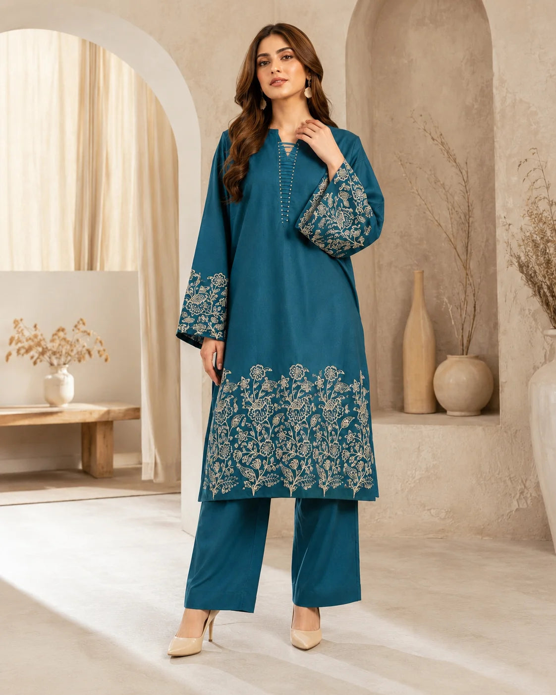 Minimalist Embroidered Fusion Twin-Set