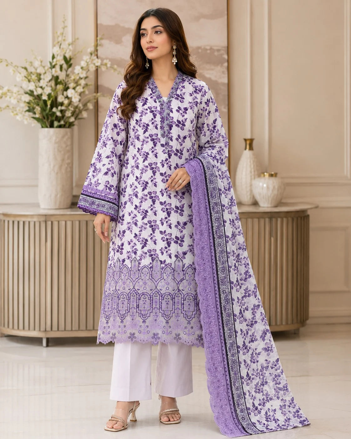 Royal Pastel Embroidered Dress