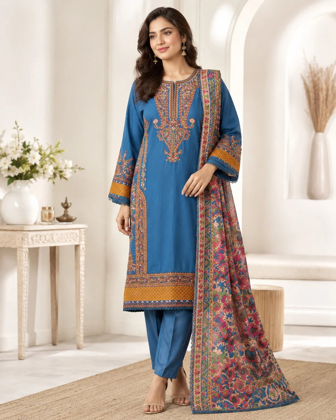 Designer Silhouette Soft Embroidered
